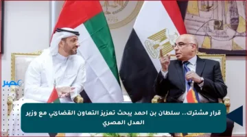 قرار مشترك.. سلطان بن أحمد يبحث تعزيز التعاون القضائي مع وزير العدل المصري